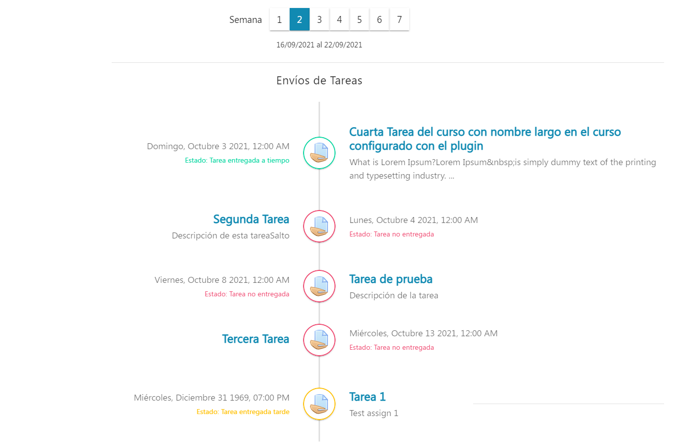 Línea temporal de tareas